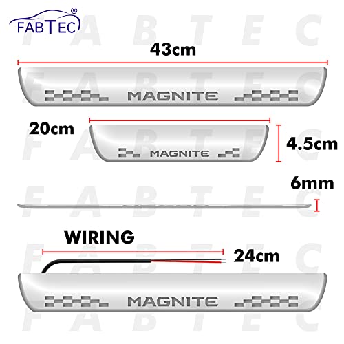 Image of FABTEC Car Door Foot Step Sill Plate with Mirror Finish LED Compatible with Nissan Magnite (Set of 4pc,Blue)(6 Months Warranty)