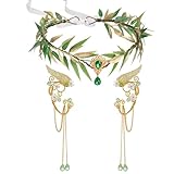 SWEETV Fairy Flower Hairband with Elf Ears, Halloween Fairy Headpiece for Women, Leaf Elf Circlet with Wings Cuff Earrings, Leaf Hairband Set for Photoshoot Cosplay Party