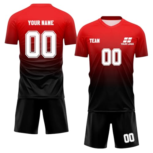Camiseta de Fútbol Personalizadas DIY Nombre Número Logo para Hombres y Niño, Equipación de Futbol con Conjunto Top Pantalón Corto y Calcetines Regalo de Fútbol