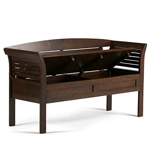 Simplihome Arlington Solid Wood 49 Inch Wide Contemporary Entryway Storage Bench In Rustic Medium Brown, For The Living Room, Entryway And Family Room #TOP2