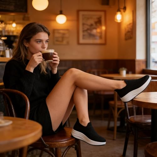 Image of RUIDENG Loafers for Women Comfortable | Women's Walking Shoes Everyday Working | 2 Inch Rocker Bottom