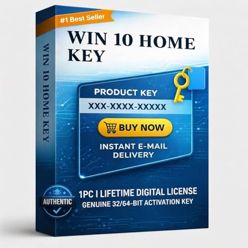 Image of WIN 10 HOME Lifetime Digital License, 1 PC Activation Key, 32 /64-Bit Compatible, Instant Email Delivery, Unlimited Reinstallations [OS Key Card]