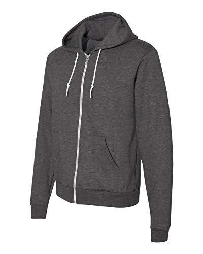 American Apparel Unisex Flex Fleece Zip Hoodie - DK Heather Grey - S