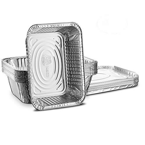 [10 Pack - 5 lb. Combo] Propack Disposable Aluminum Foil Meal Prep Cookware Oblong Pans With Foil Lids, Oven, Toaster, Grill, Cooking, Roasting, Broiling, Baking, Event, Take Out, Restaurant
