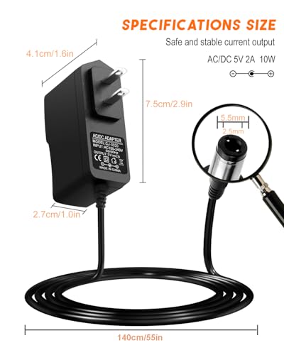 5V 2A AC Adapters 5V Power Adapter Charger DC Power Supply for Regulated Switching with 8 Tips for 2000mA 1500mA 1000mA 900mA 850mA 800mA 700mA 600mA 500mA Universal Electronics4