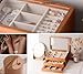 Clasin Home Jewelry Box with Glass Lid, 3 Layer Jewelry Organizer for Women, Solid Wooden Jewelry Box Display for Ring Earrings Necklace Bracelet, Pine Wood Jewelry Boxes Vintage Style for Gifts