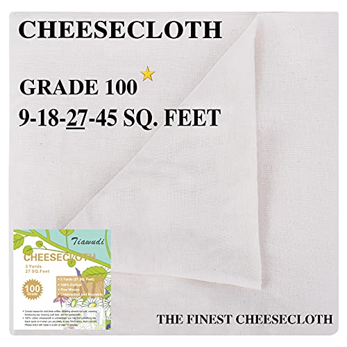 Cheesecloth, Grade 100, 27 Square Feet, 100% Unbleached Pure Cotton Cheesecloth for Straining, Filtering and Roasting, Ultra Fine and Dense Muslin Cloths, Hallowmas
