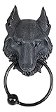Ebros Gothic Gargoyle Moon Ghost Alpha Wolf Head Door Knocker With Metal Ring Knocking Ball Sculpture Howling Wolves Timberwolves Animal Spirit Accent
