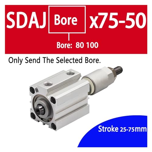 Cylindre mince compact SDAJ80 double effet en alliage d'aluminium à course variable - 3
