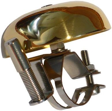 Retro Brass Bicycle Bell, made in England, 26-32mm stainless steel handlebar clamp & fittings, polished solid brass dome, loud musical sound