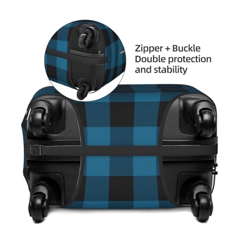 Blue Black Plaid Luggage Cover Protector Anti-Scratch Washable Fits 18-32 Inch Luggage-X-Large4