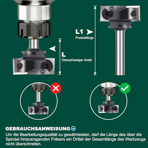 BALUGAEA Planfräser 6mm Schaft mit Schnittdurchmesser 25,4 mm Nutfräser CNC Holzfräser Kantenfräser, 4 austauschbaren HM-Wendeplatten 10 x 10 mm Flächenfräser Planfräser für Oberfräse