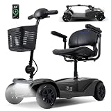 WayCare 15-25 Miles Long Range Mobility Scooter,Weight Capacity 300 LBS+ Powered Mobility Scooters for Seniors, Compact Duty Mobile for Travel with LED Headlight and Detachable Basket(Black)