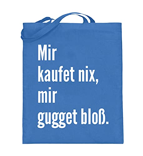 Sachet en toile de jute avec anses longues grand format bleu robuste 38x42cm