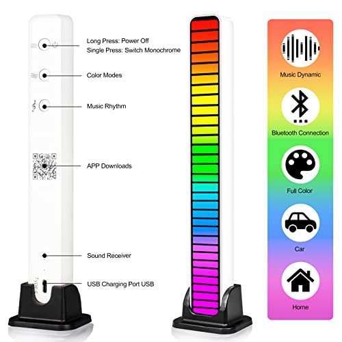 Rhythm Light, 2 Pack Rgb Led Lights That Sync With Music, Color Changing Pickup Rhythm Light Bar, Tik Tok Gaming Led Ambient Lights With Bluetooth Smart App Sound Control Usb Light For Bedroom Tv Desk #TOP4