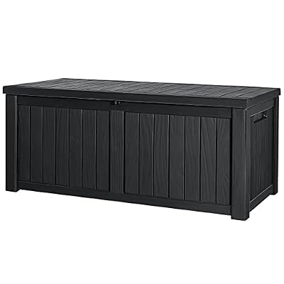 Devoko 120 Gallon Resin Deck Box Waterproof Indoor Outdoor Storage Box Lockable Large Storage Container for Patio Furniture Cushions and Garden Tools