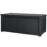 Devoko 120 Gallon Resin Deck Box Waterproof Indoor Outdoor Storage Box Lockable Large Storage Container for Patio Furniture Cushions and Garden Tools