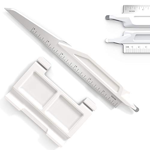 3 in 1 Office Tool - Ruler (Inch and Millimeter), Letter Opener, Staple Remover - (1 Piece, White)