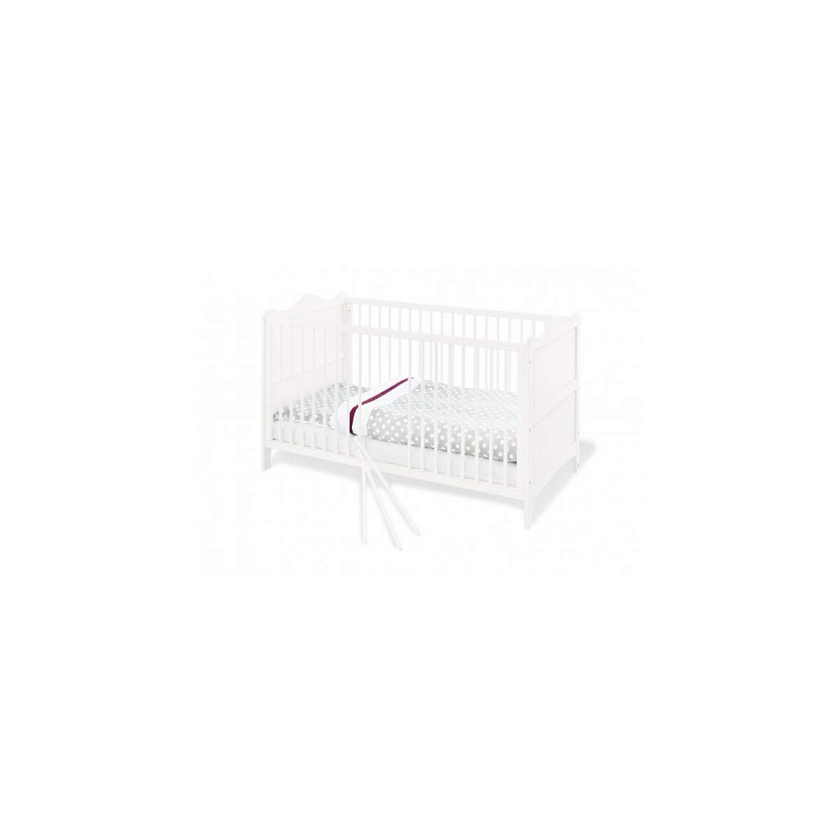 Pinolino Florentina Lit pour enfant avec sommier à lattes et commode à langer avec plan à langer et étagère pour bébés et tout-petits, en décor blanc