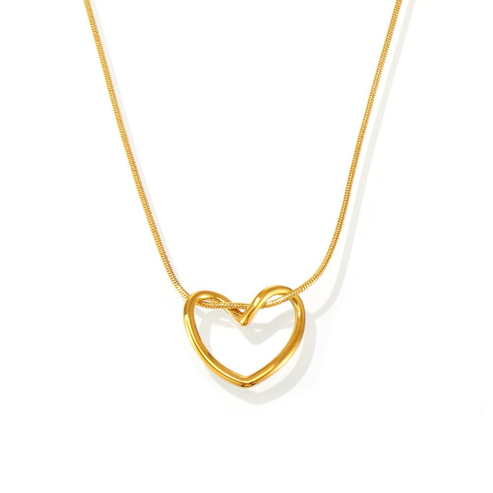 MEENAZ pendant necklace for women Love necklace for woman Gold Heart chains for womens stylish/Locket Jewellery Set for Women Anti tarnish jewelry |Stainless Steel Valentine Gifts Girlfriend 110