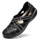 TERRIKAT Women's Casual Black Loafers Cute Slip On Comfort Walking Flats Leather Driving Moccasins Fashion Closed Toe Boat Shoes 7 M US 1308-Hei7