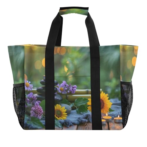Grand sac de plage imperméable en toile avec poches de rangement femme
