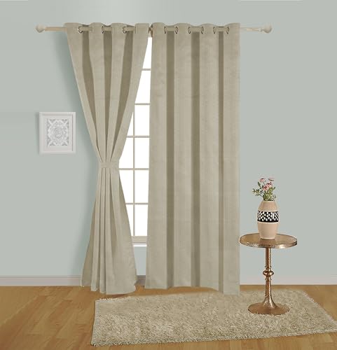 Image of Swayam 100% Blackout Polyester Long Door Curtain for Living Room & Bedroom | 9 Feet | Room Darkening Curtain with Eyelets | Pack of 1 | Geometric Design - Light Grey