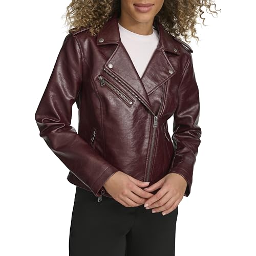 Levi's Women's The Classic Faux Leather Moto Jacket (Regular & Plus Size), Fig Gloss Pu, Medium