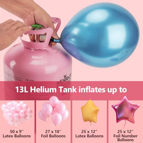 Helium Tank For Balloons At Home,13L Helium Tank Up To 50 Latex Balloons,50 Latex Balloons And Ribbons Included - Image 4