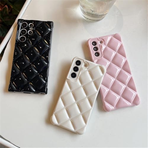 Coque Samsung S22 Plus noire souple et brillante à motif losange - 2