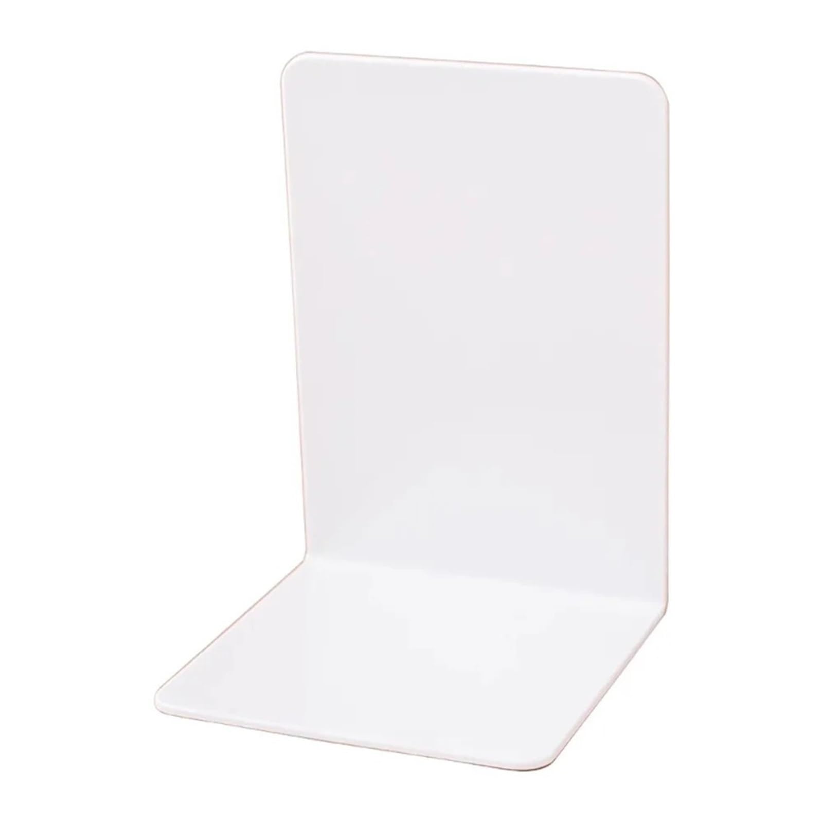 Desktop Bookends 2Pcs L-Shaped Simple Bookend with Anti-slip Design Thickened Book Stoppers Holders Decorative Plastic End Stand Rack for Home Office School Library(White)