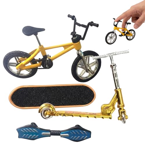 YTPAFK Finger Skateboard BMX Finger Scooter and Finger Bike Set Finger Skateboards Complete Collection with Ramps Four-Piece Finger Board Skateboards for Skill Development and Creative Play