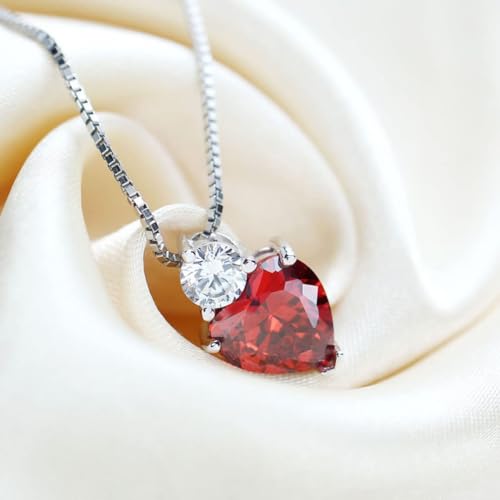 Collier avec pendentif en forme de cœur rouge brillant - 3