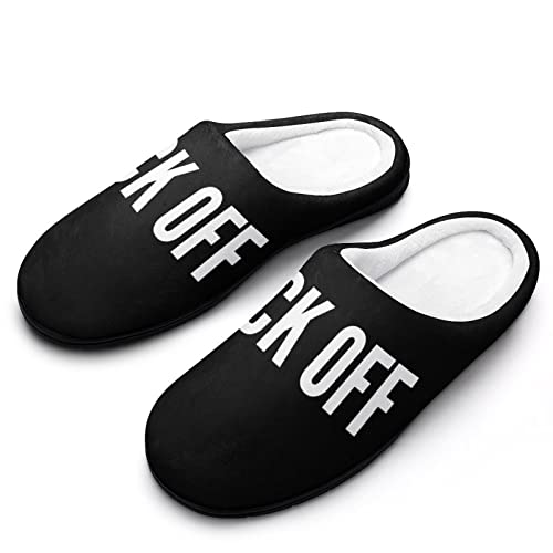 Fuck Off Cotton Slippers Memory Foam House Slippers Closed Toe Winter Warm Shoes