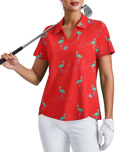 PINSPARK Women Golf Shirts UPF 50+ Short Sleeve Polo Shirt