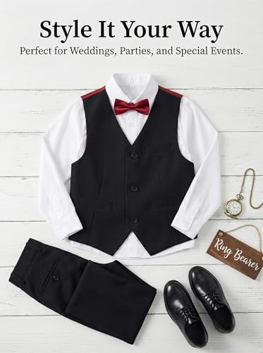 Image of Boys Formal Suit Vest Kids 3 Button Adjustable Back Strap Toddler Vests