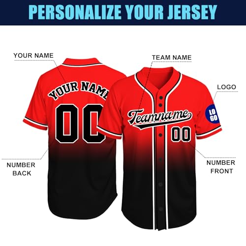 Image of Custom Baseball Jersey Personalized Stitched or Printed Name Number Baseball Shirt Sports Uniform Gifts for Men Women Youth