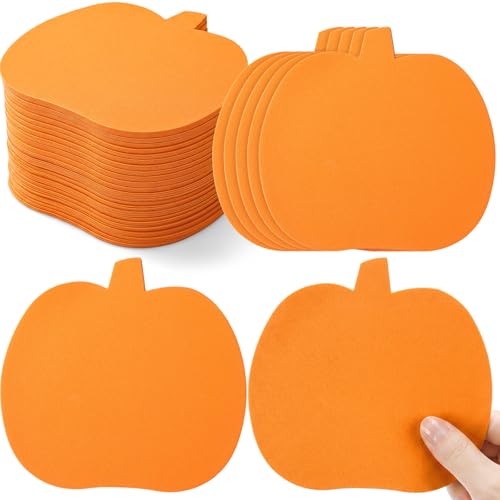 Image of Ireer 48 Pcs Large Foam Pumpkin Cutouts 6 Inch Halloween Crafts Cutouts Fall Bulletin Board Decorations for Fall Craft Project Supplies Halloween Party Chalkboard Wall Decor