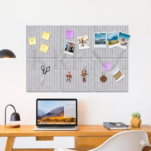 Image of KRENZ Self Adhesive Bulletin Notice Board (30 X 30 Cm) with Drawing Pins List Board for Wall Vision Board for Manifestation Wall Boards Message Board for Office School Collage (2, Grey Line)