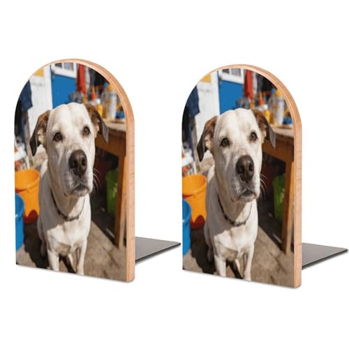 Sujetalibros para estanterías antideslizante y resistente de madera 2