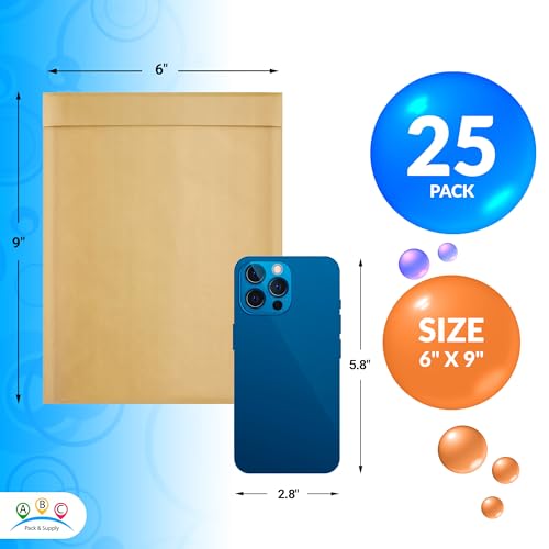 ABC PACK & SUPPLY Brown Kraft Bubble Mailer Envelopes, 6.5 x 9 Inches. 25 Pack Mail Padded Envelopes Self Seal. Kraft Bubble Mailers. Tear-Resistant Mailing Envelope Padded. Sturdy Paper Mailer - Thumbnail 2