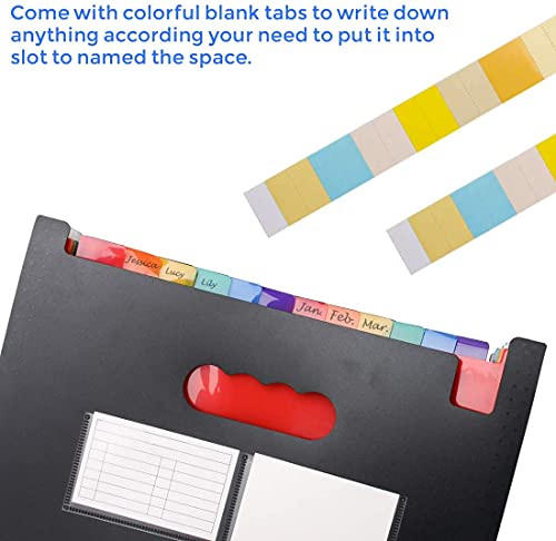 24 Pockets Expanding File Folder With Cover Accordian File Organizer Portable A4 Letter Size File Box,High Capacity Plastic Colored Paper Document Organizer Filing Folder Organizer（2 Pack） #TOP3