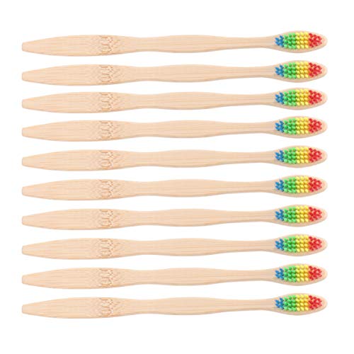 Escova de dentes de bambu natural OSALADI 10 unidades ecológicas, cerdas macias, escova de dentes pa