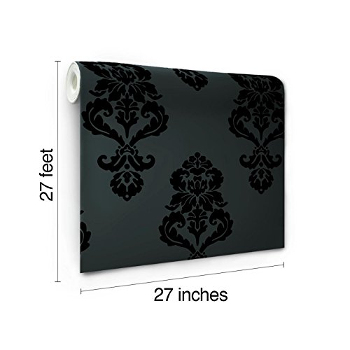 York Wallcoverings Tres Chic Graphic Damask Removable Wallpaper, Blacks #TOP7