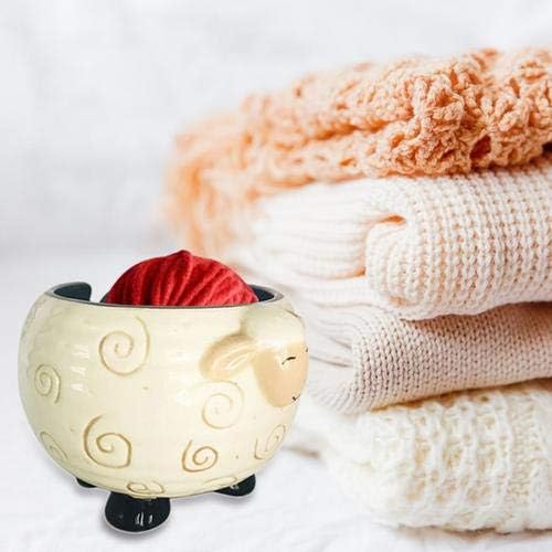 Oriental riverkit Sheep Ceramic Yarn Bowl, Knitting Bowl Holder, Yarn Bowl Handmade Woven Round,Tangle-Free, with Carved Holes, for DIY Crochet Knitting Home Decor