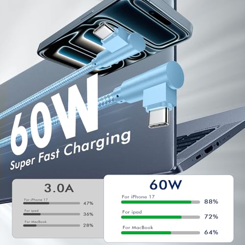 60% Off APFEN USB C Cable 10FT 3-Pack 60W Fast Charging