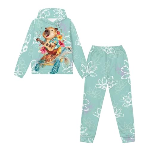 Fall Cute Hoodies and Jogger Set for Girls 5-12Y Kids 2 Piece Outfits Long Sleeve Pullover Sweatsuit, School4