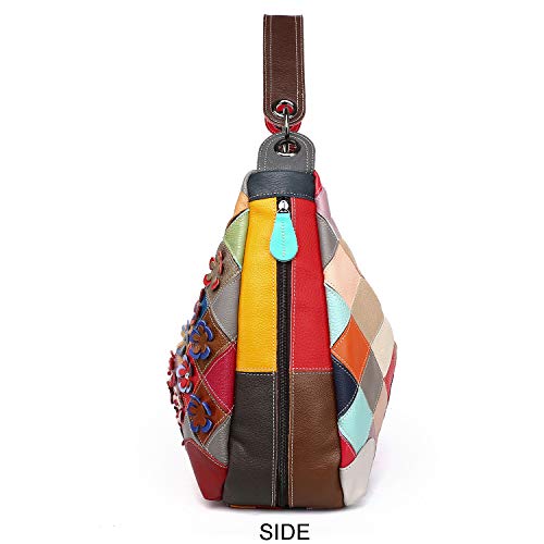 Women’s Genuine Leather Multicolor Floral Shoulder Bag Handbag Colorful Purses3