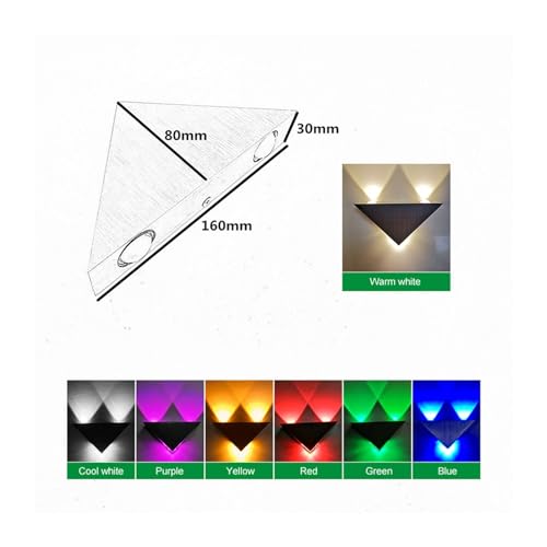 Aplique de pared de aluminio resistente de diseño vanguardista con iluminación LED triangular 3W 2