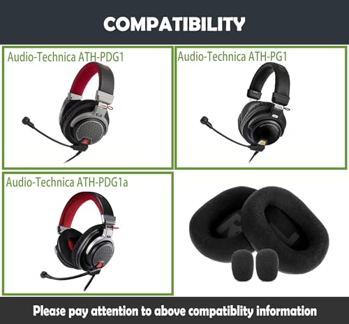 Almohadillas de repuesto ATH-PG1 para audífonos Audio-Technica ATH-PDG1a/ATH-PG1/ ATH-PDG1 Gaming con tela cómoda miniatura 2